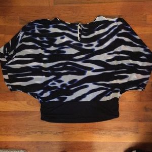 Jennifer Lopez Blue, Black, & White Winged Shirt